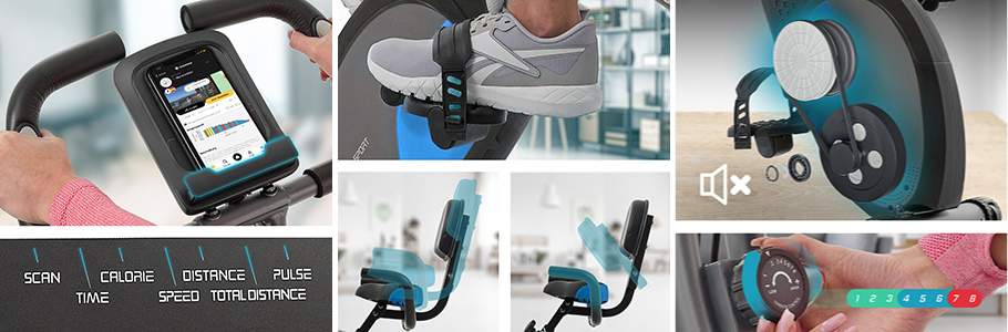 HOP-SPORT® Vélo D'appartement Pliable HS-3020X Quest, Roue D'inertie 4 Kg, Vélo De Fitness X-Bike, Écran LCD Et 10 Niveaux De Résistance Magnétique, Cardio à Domicile