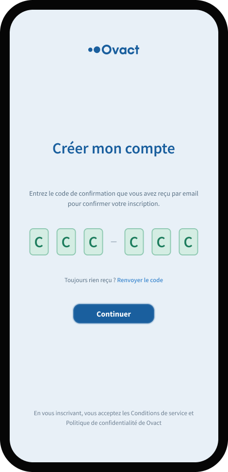 Wireframe inscription validé clair