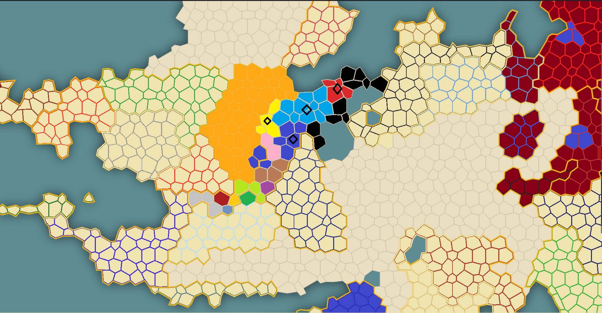 Saint Empire Wardonien au début du siècle. Couleurs intuitives et les petits losanges représentent la dignité électorale.