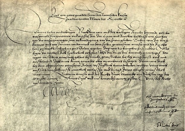 Image d'une Bulla Aurea de Pfalz// Concordat de Worms, en 1222.