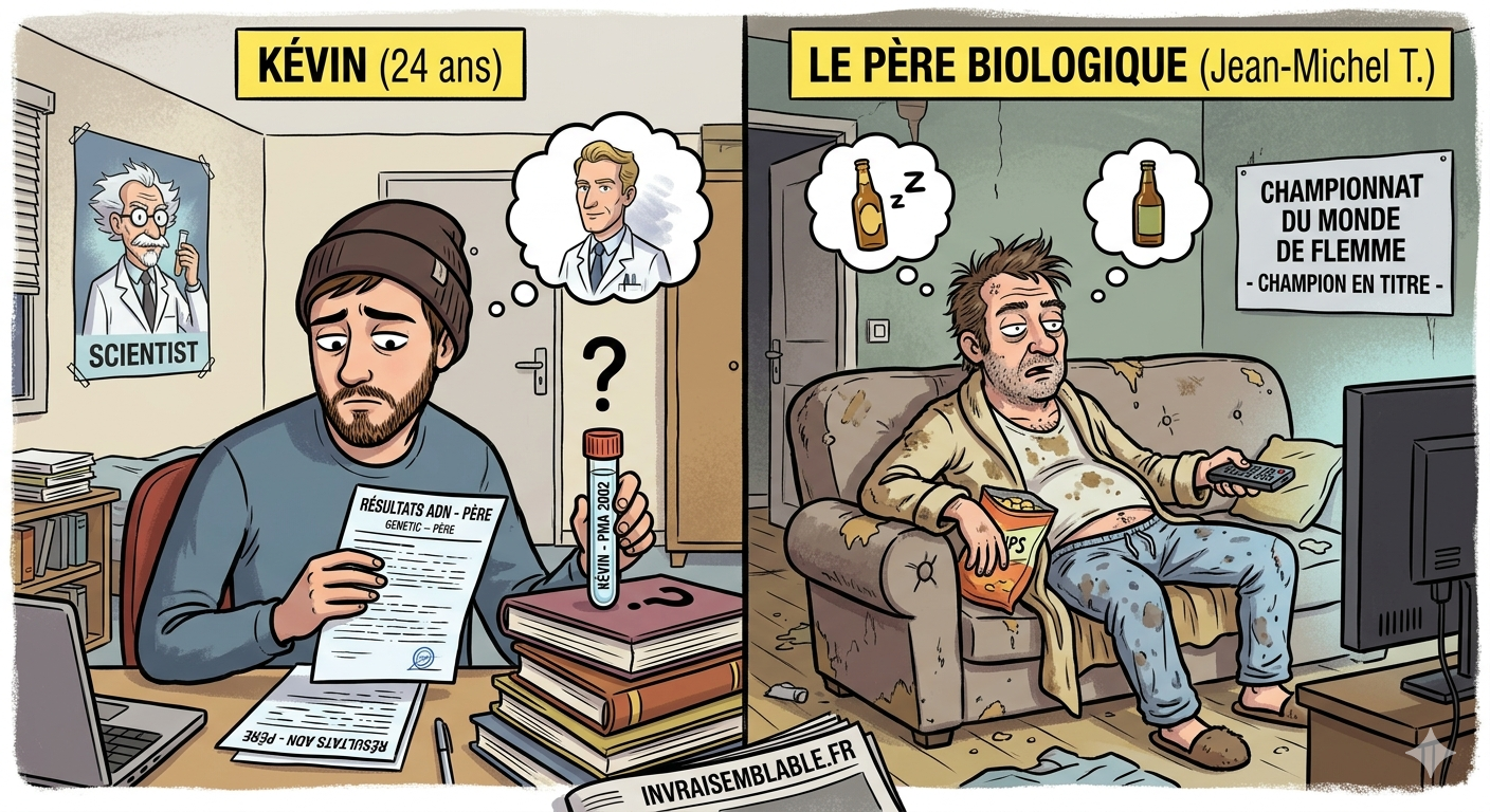 Un jeune homme déçu devant un test ADN