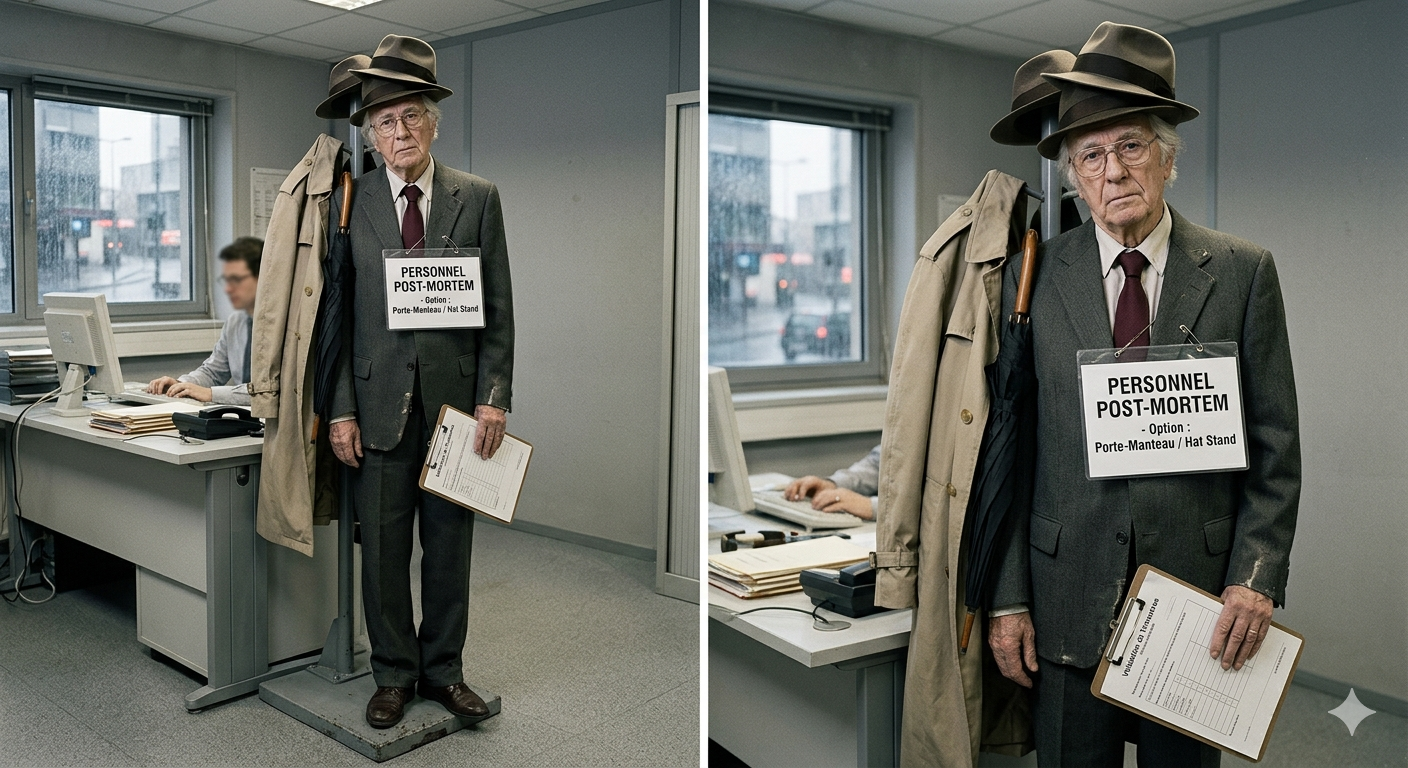 Jean-Pierre, 67 ans (et mort depuis mardi), assure désormais l'accueil de la start-up avec un calme olympien.