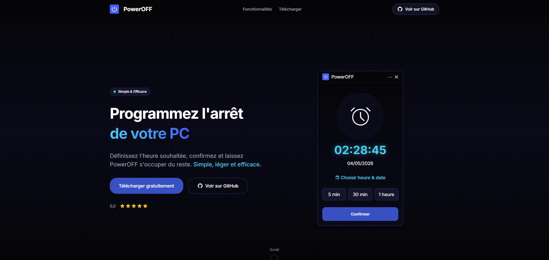 Landing page PowerOFF