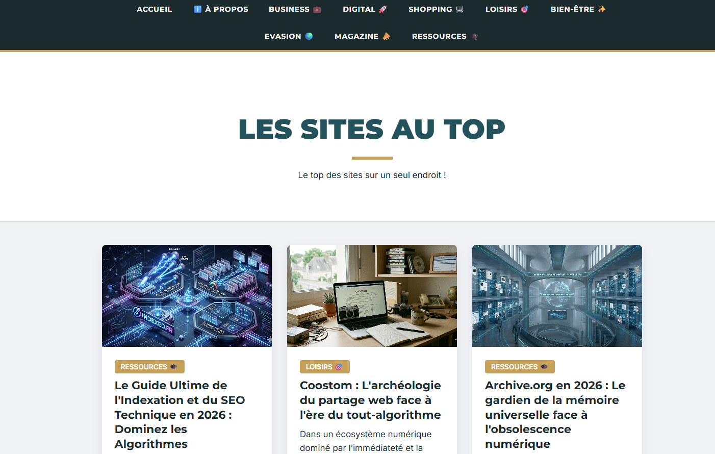les sites au top