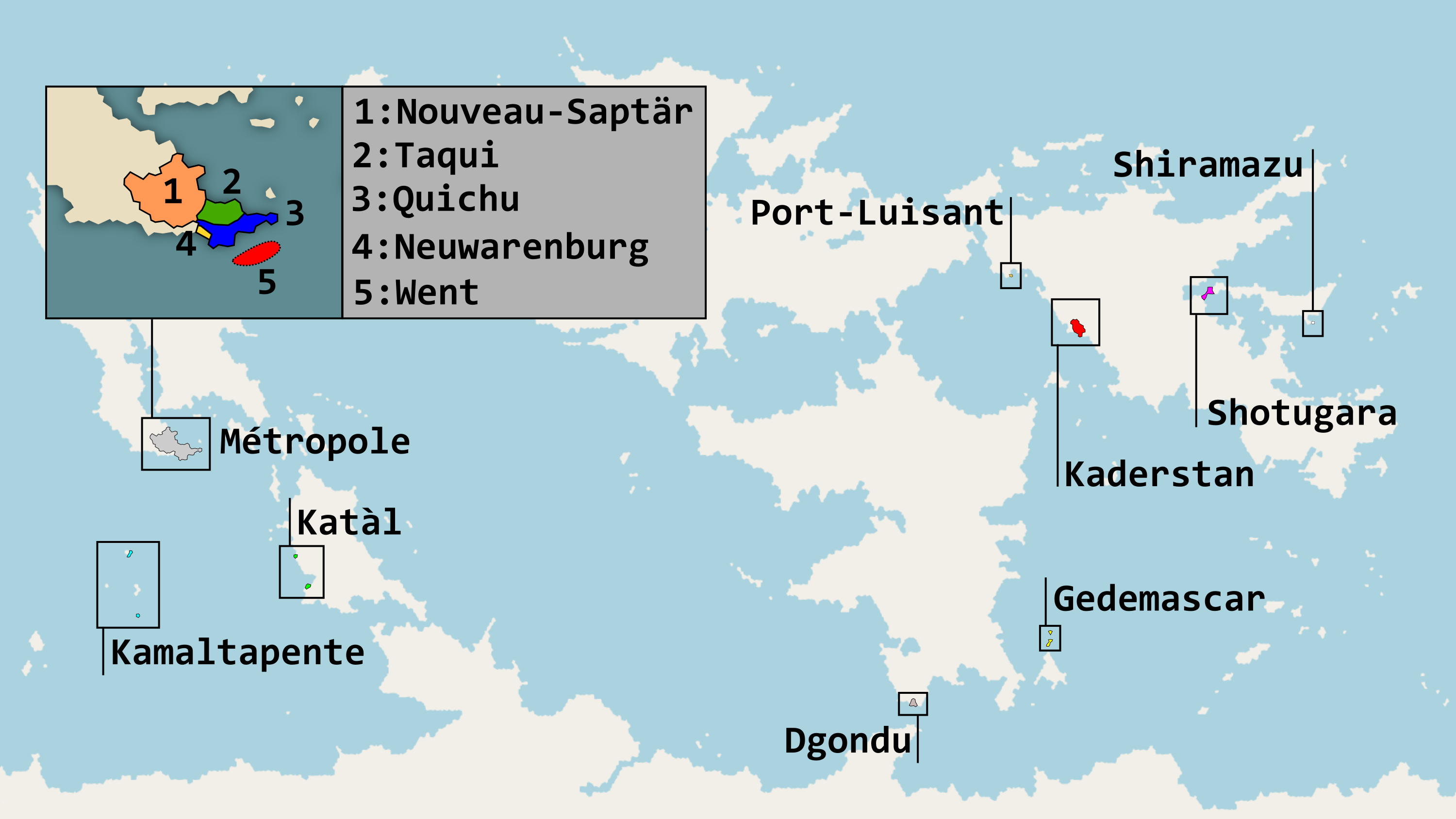 Carte des Etats-Membres et Etats Autonomes de Yukanaslavie