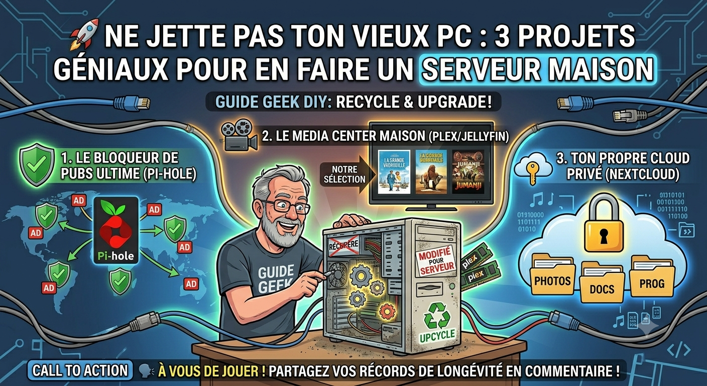 🚀 Ne jette pas ton vieux PC : 3 projets géniaux pour en faire un serveur maison