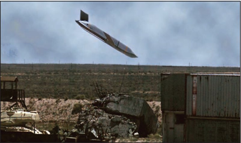 image de la phase terminale du missile juste avant l'impact.