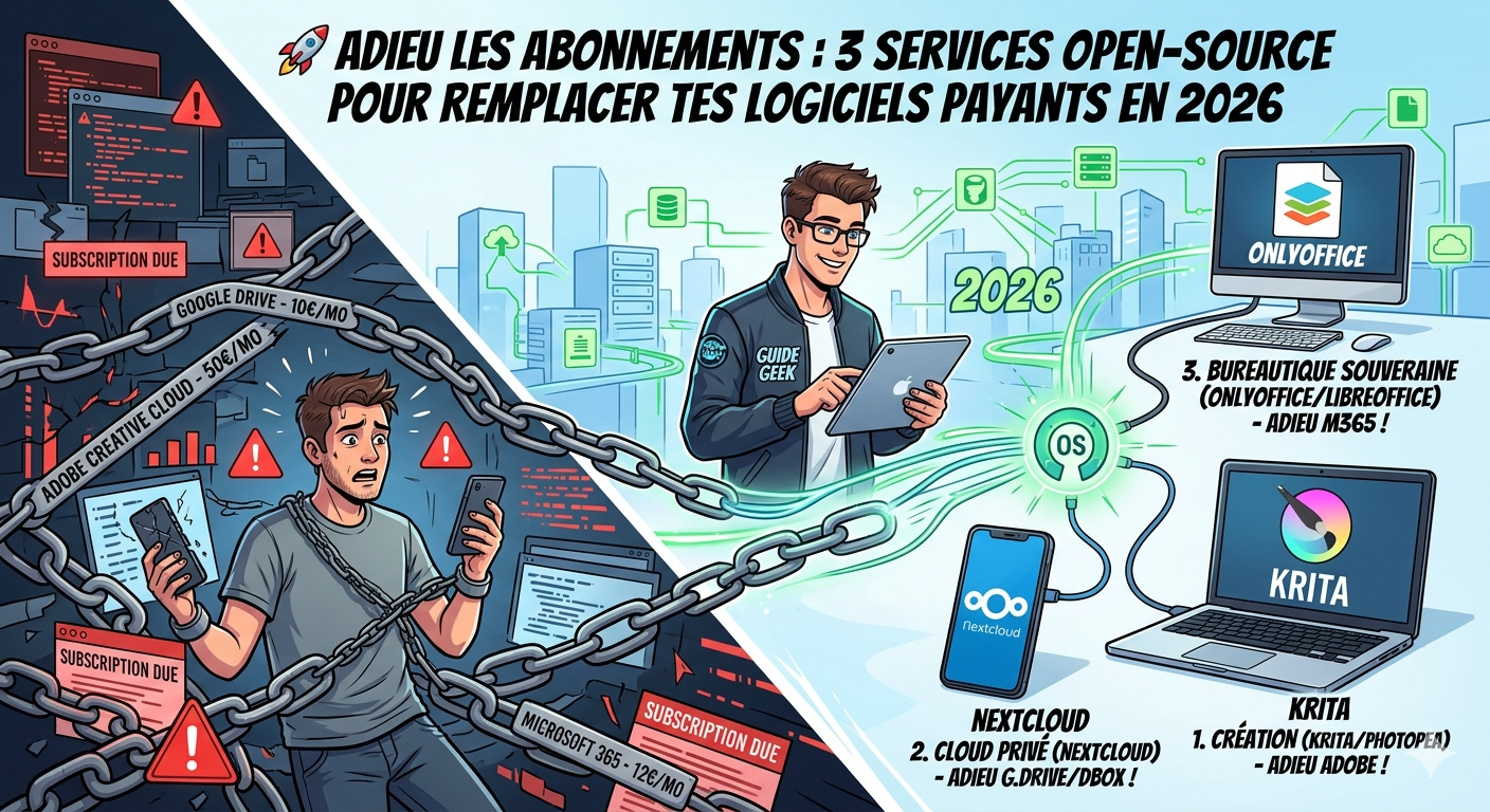 Marre de payer pour chaque logiciel ? Voici comment remplacer tes outils coûteux par des alternatives open-source puissantes et gratuites en 2026.