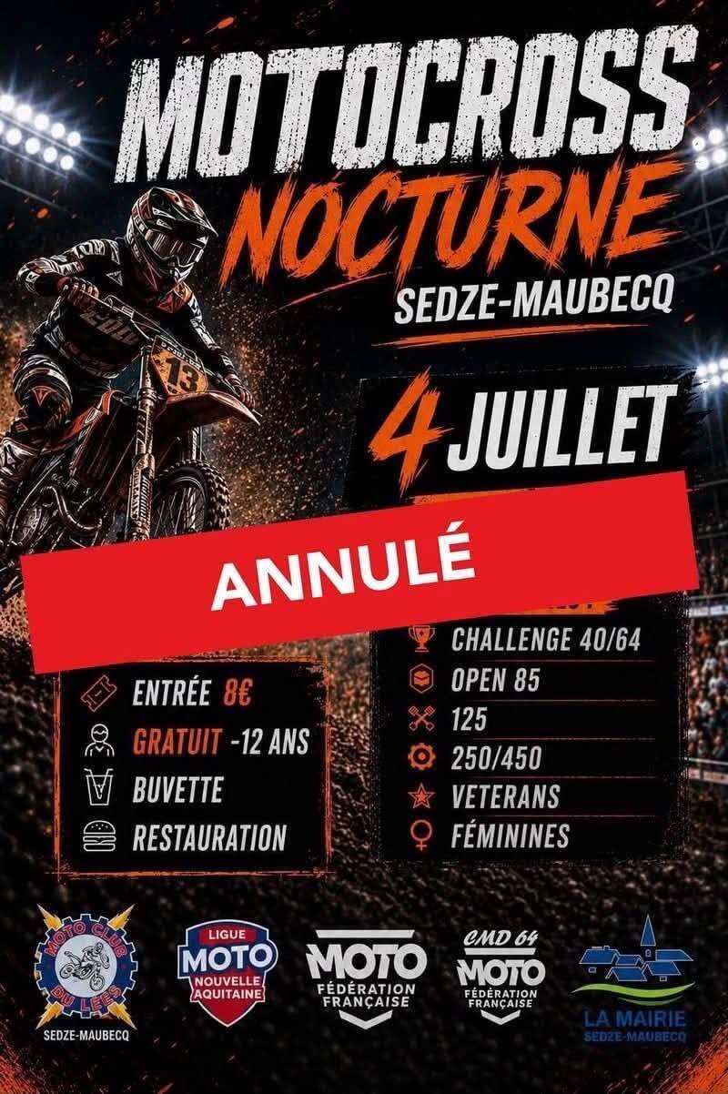 Motocross nocturne à Sedze-Maubecq – Annulé !