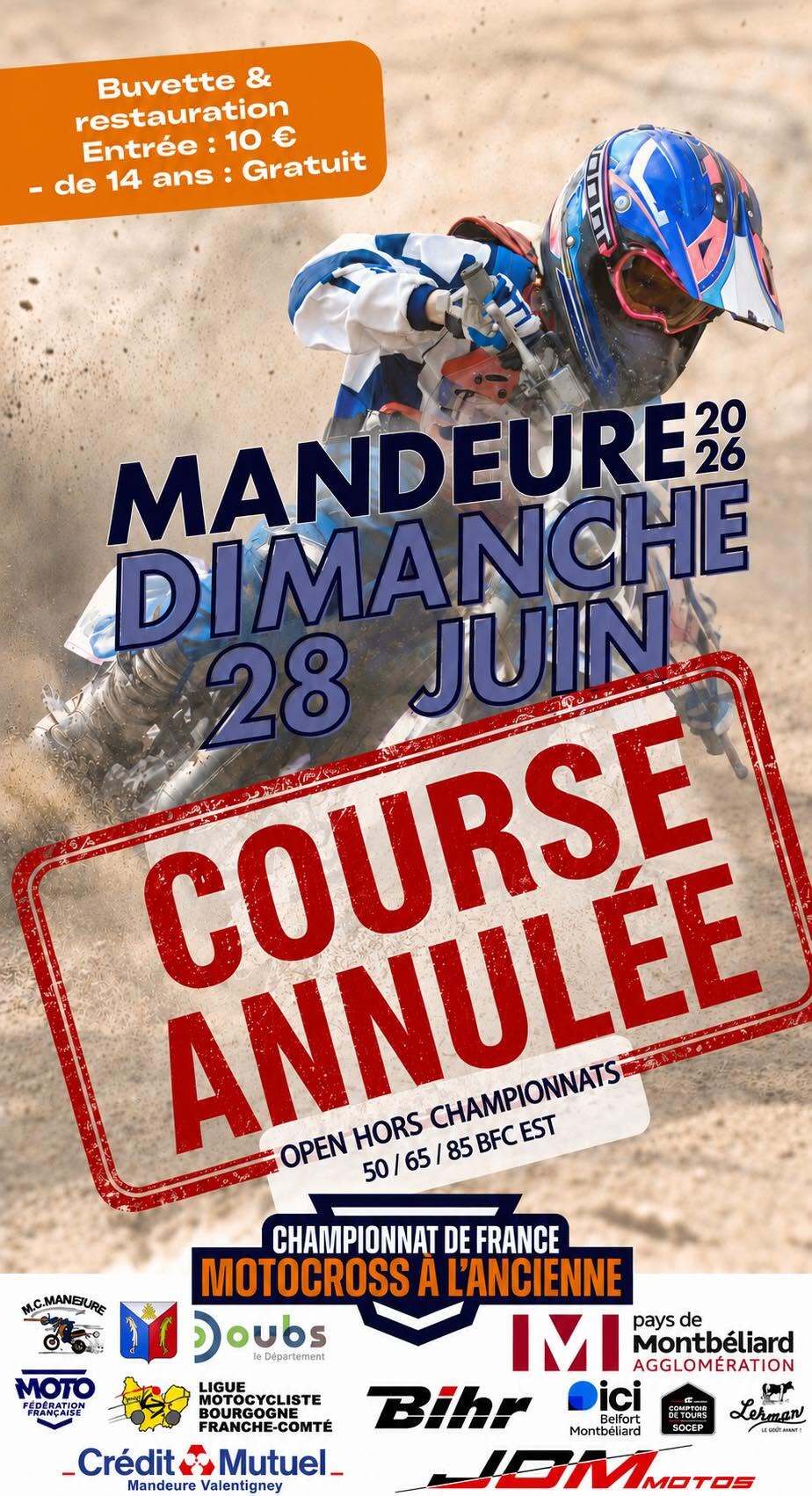 Motocross – Championnat de France MX à l’Ancienne à Mandeure – Annulé !