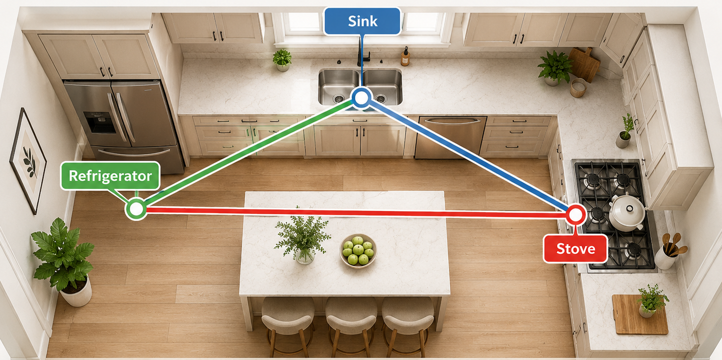 The activity "triangle rule" in kitchen