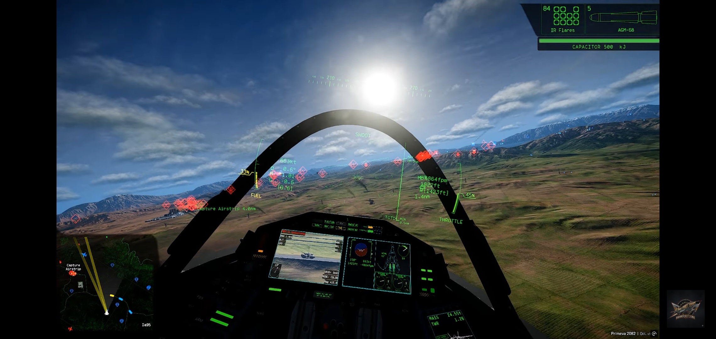 Le Cockpit du Condore durant un vol d'entrainement au dessus du Dyl'Milath.