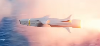 Une image d'un missile ThunderBird tiré depuis un VLS de test du site d'essai de Karangoo le 17 mai 2020, durant les tests opérationnels du missile. On peut voir le booster d'accélération bruler, ce qui indique que le missile vient d'être tiré. De plus, la fumée en arrière plan suggère que ce missile n'est pas le premier de la salve à partir vers sa cible.