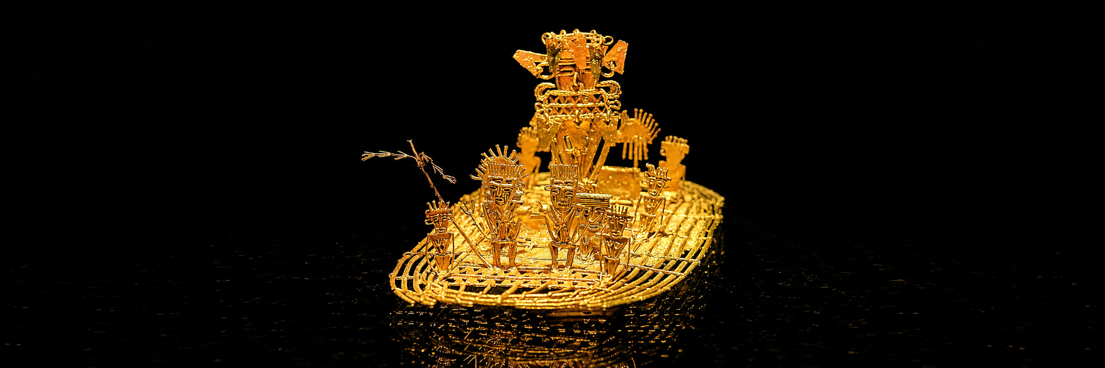 Cette œuvre, surnommée « le radeau d'or », est l'une des pièces les mieux conservées de l'art quezaltèque et semble vraisemblablement dater du Premier Empire, bien que les historiens ne s'accordent pas encore sur ce point. L'œuvre est aujourd'hui exposée au Musée national de San Pedro Luis, la capitale.